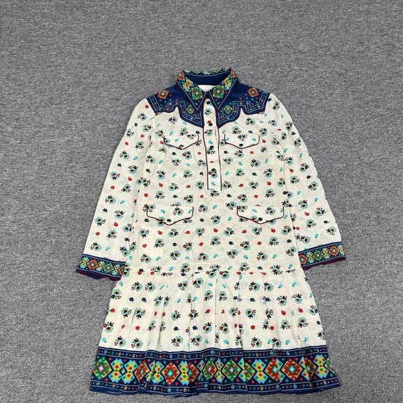 🚩steal authentic Gucci Floral Long Sleeve Dress - Cream and Blue - Picture 3 of 8
